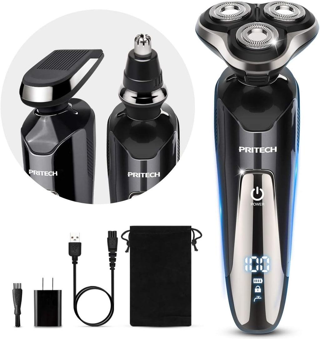 PRITECH Maquinilla de afeitar eléctrica para hombres Rotary Electri...