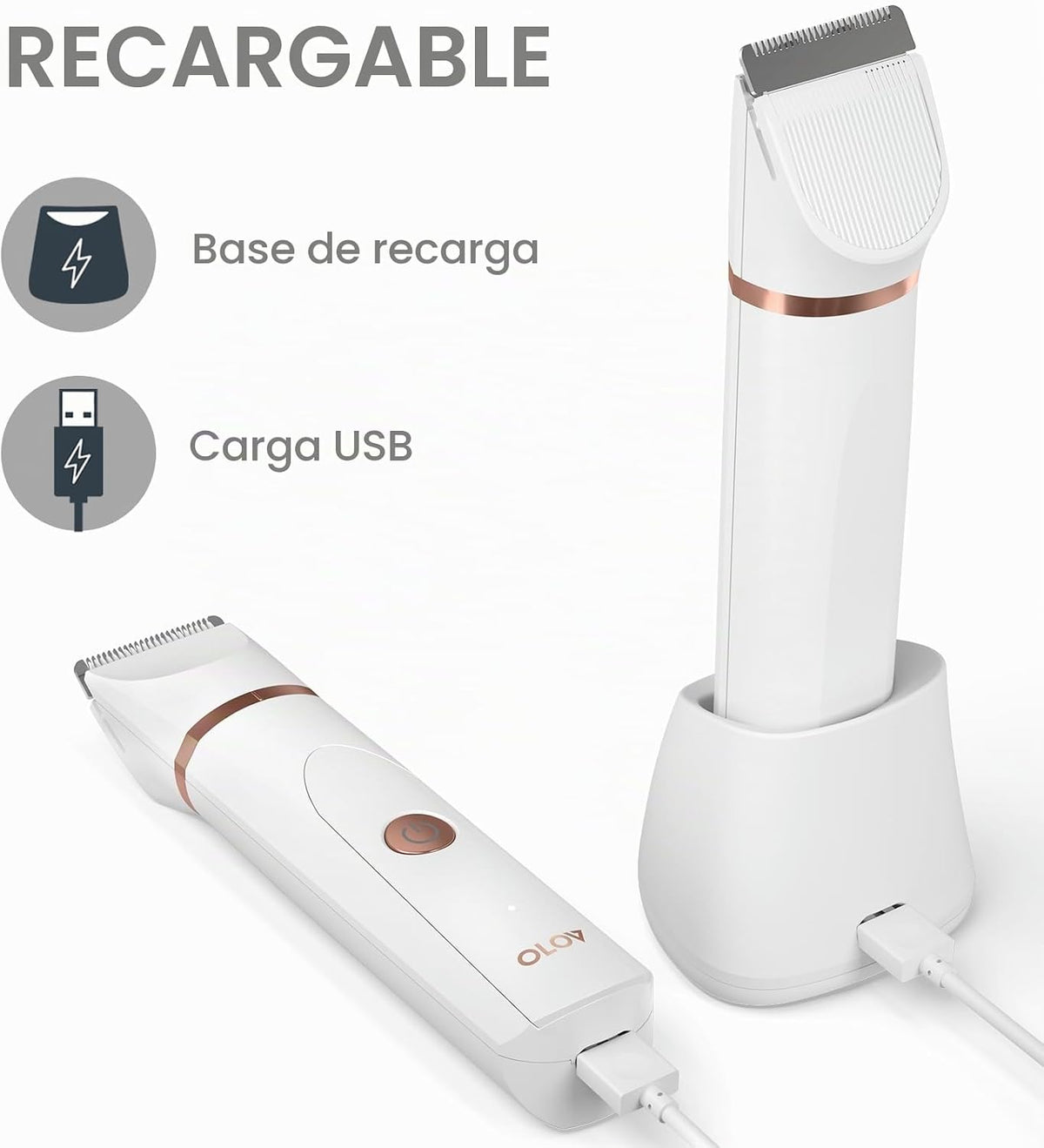 OLOV Recortadora eléctrica de pelo corporal, recortadora de ingle p...
