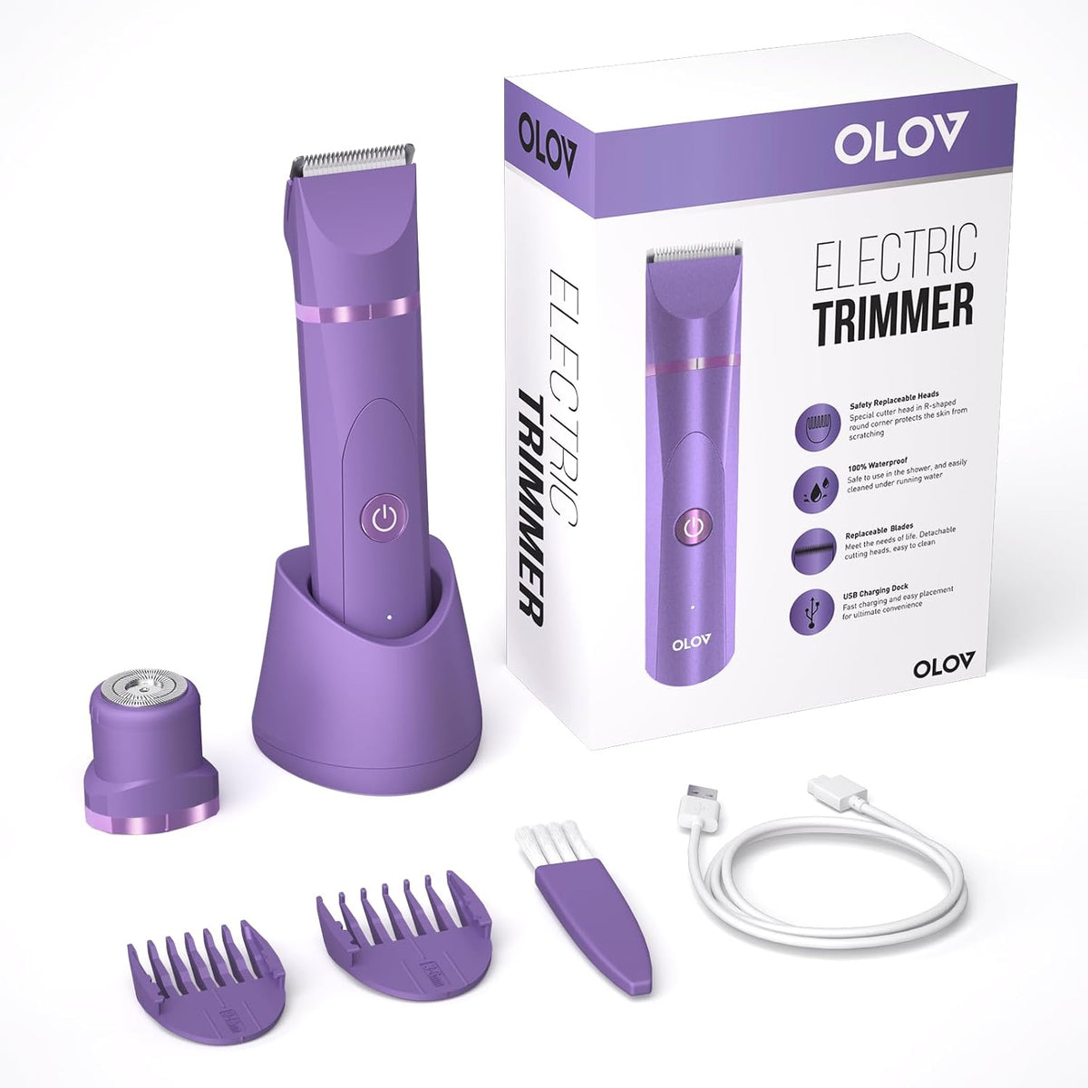 OLOV Recortadora eléctrica de pelo corporal, recortadora de ingle p...