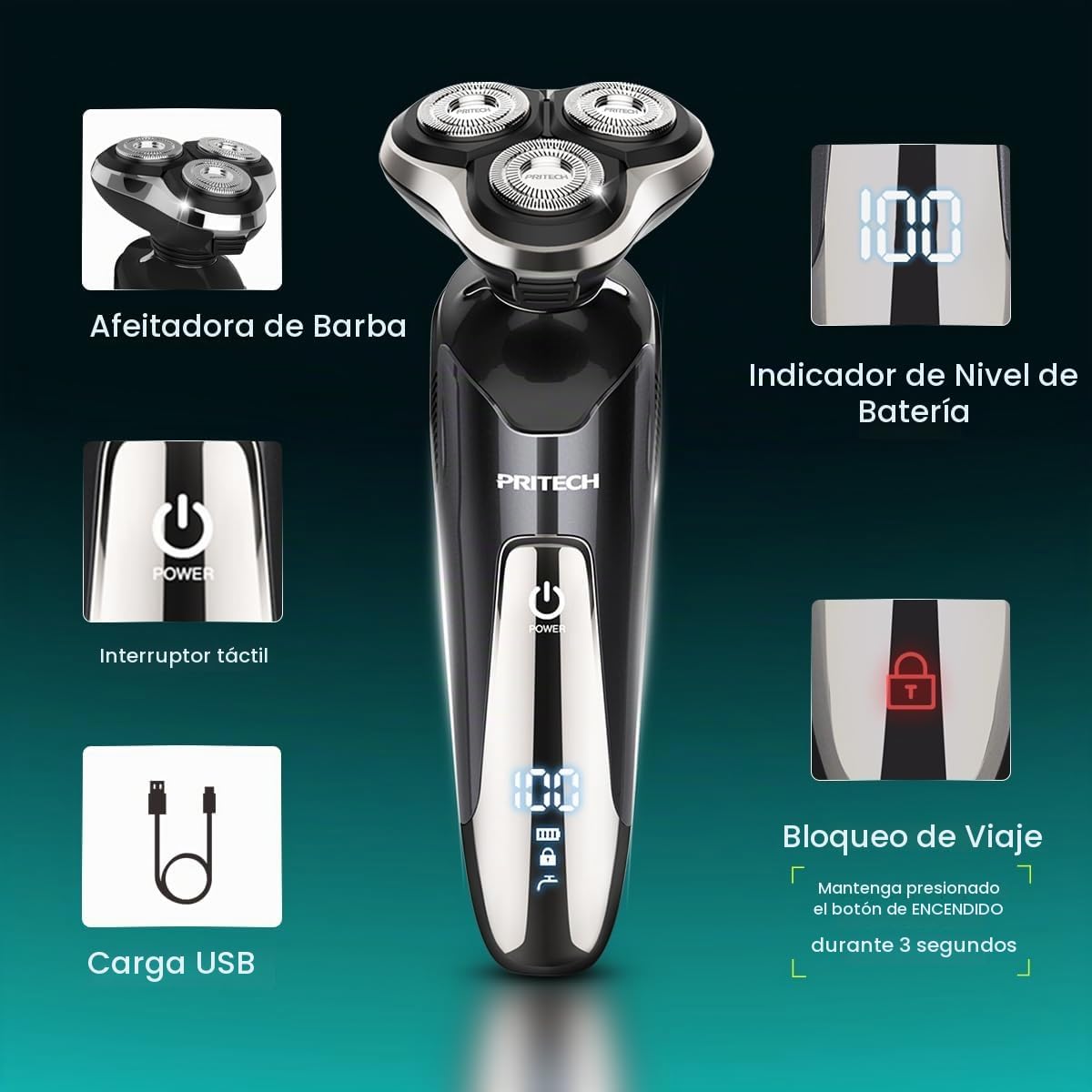 Maquinilla de Afeitar Eléctrica para Hombres - Afeitadora Eléctrica...