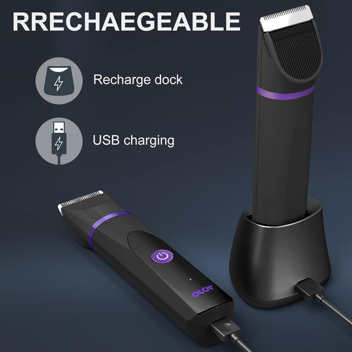 OLOV Recortadora eléctrica de pelo corporal, recortadora de ingle p...
