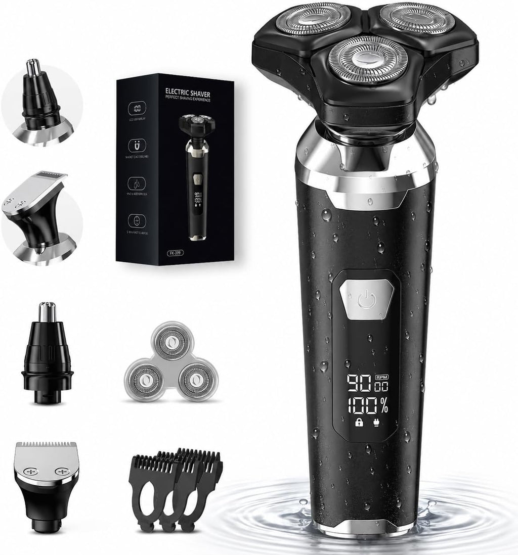 Maquinilla de afeitar eléctrica para hombres: afeitadora impermeabl...