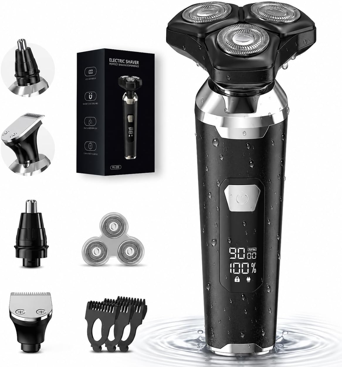 Maquinilla de afeitar eléctrica para hombres: afeitadora impermeabl...