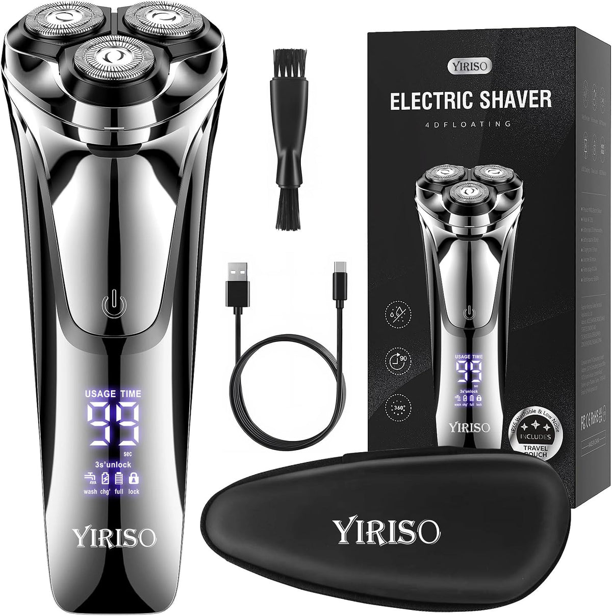 YIRISO Maquinilla de afeitar eléctrica para hombres, afeitadora rot...