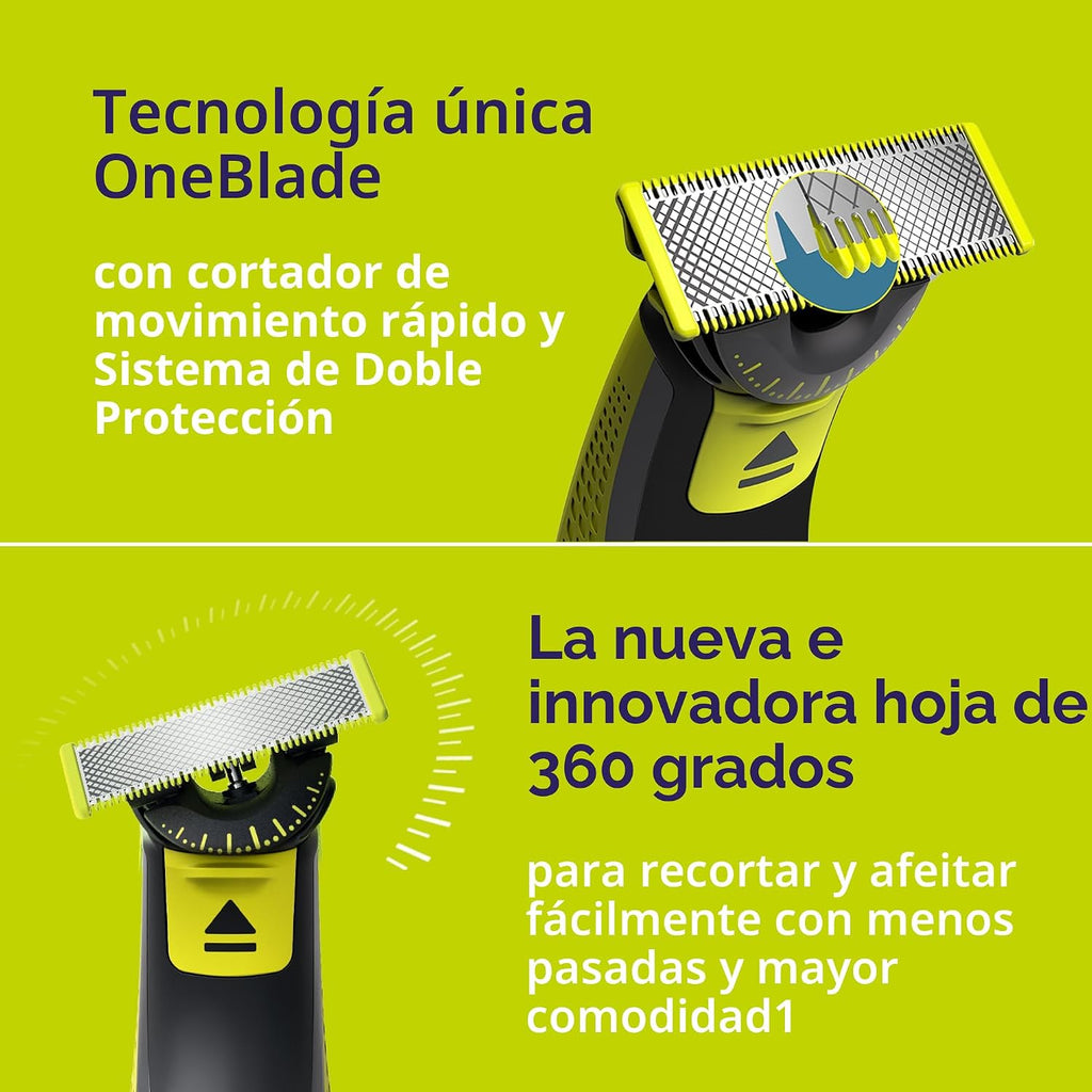 Norelco Philips OneBlade 360 Hybrid Face, recortadora de barba eléc...