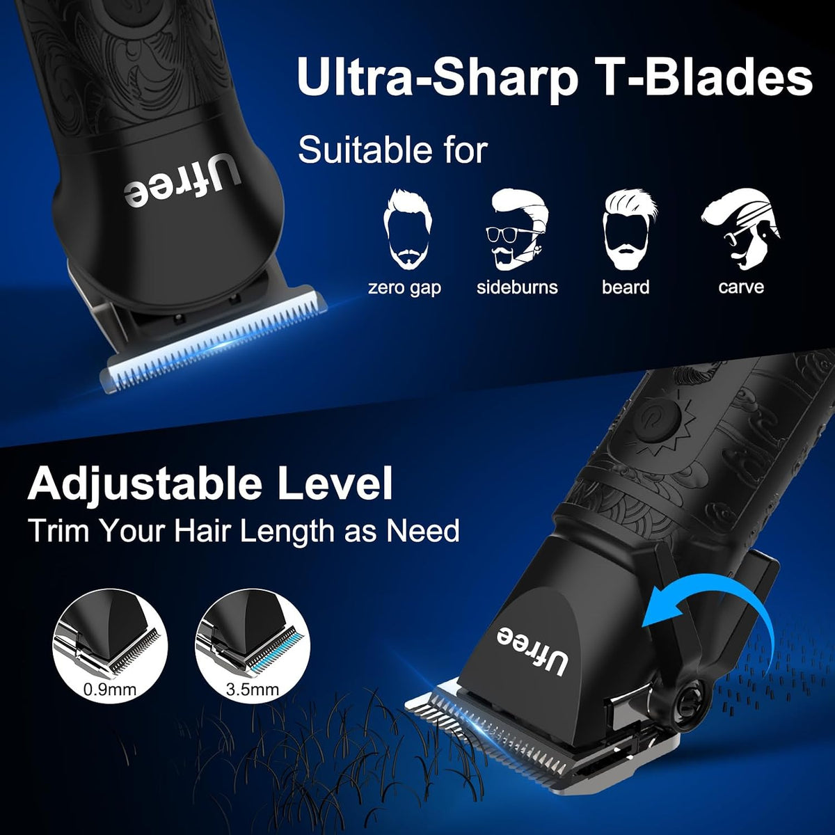 Ufree Cortadora de pelo para hombres, recortadora de barba, afeitad...