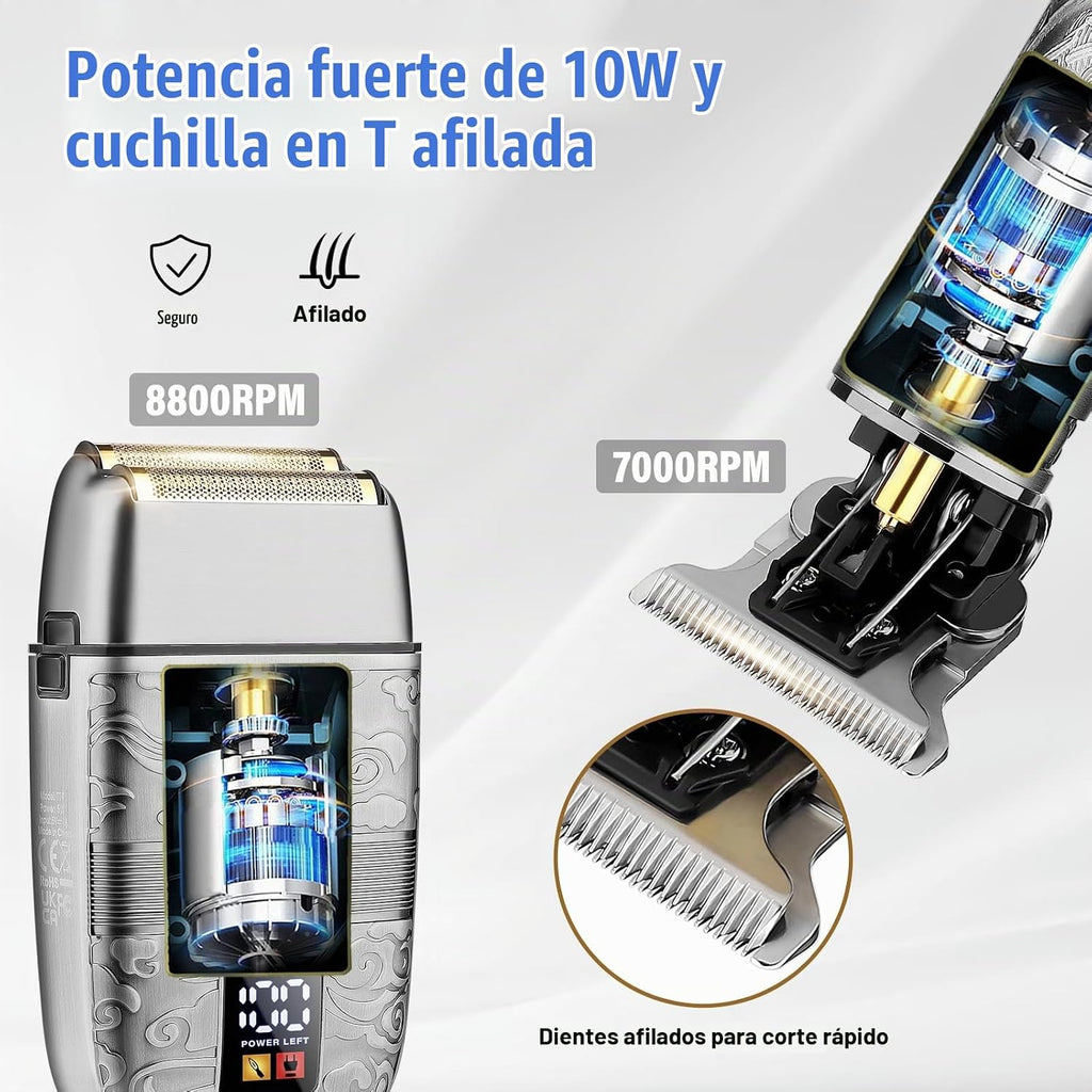 Saoilli - Cortadora de barba para hombres, afeitadora eléctrica 4 e...