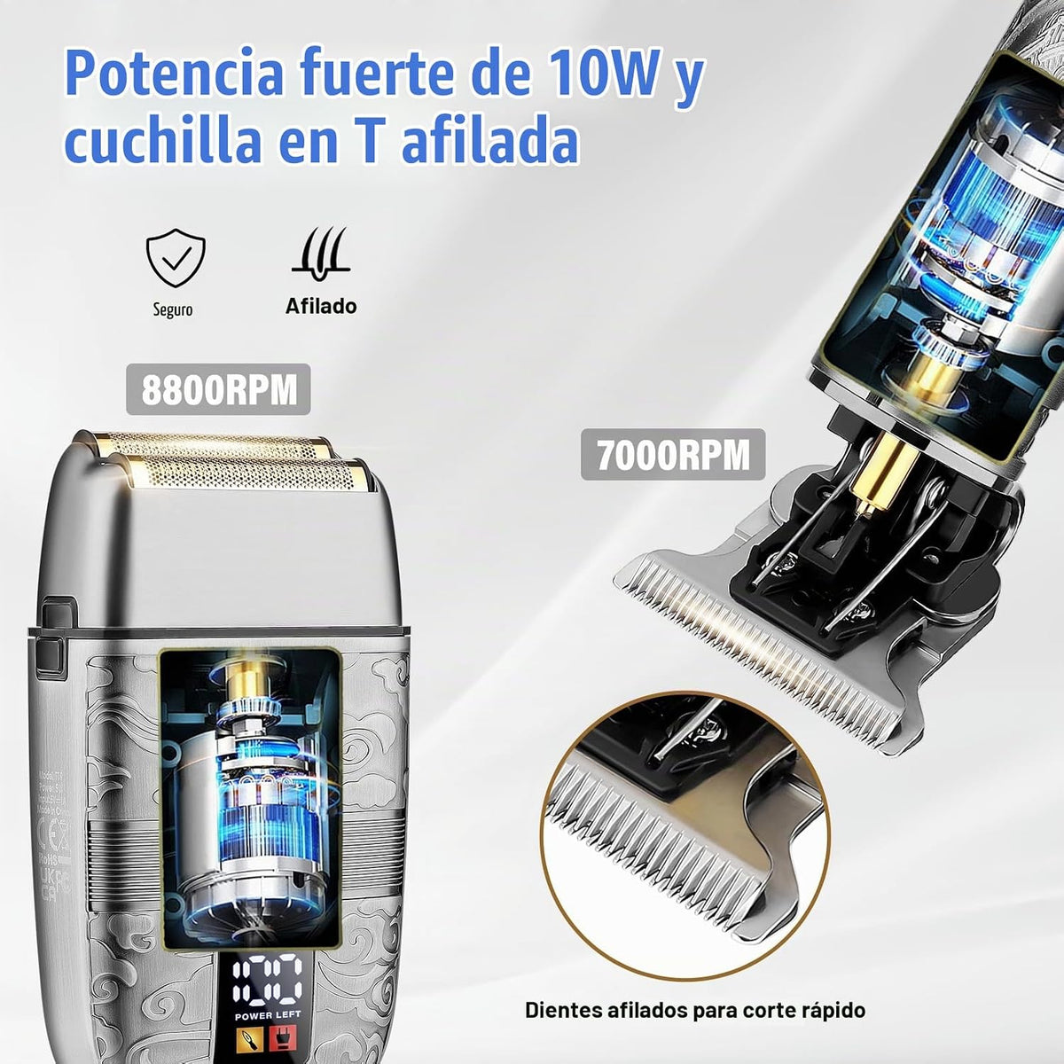 Saoilli - Cortadora de barba para hombres, afeitadora eléctrica 4 e...