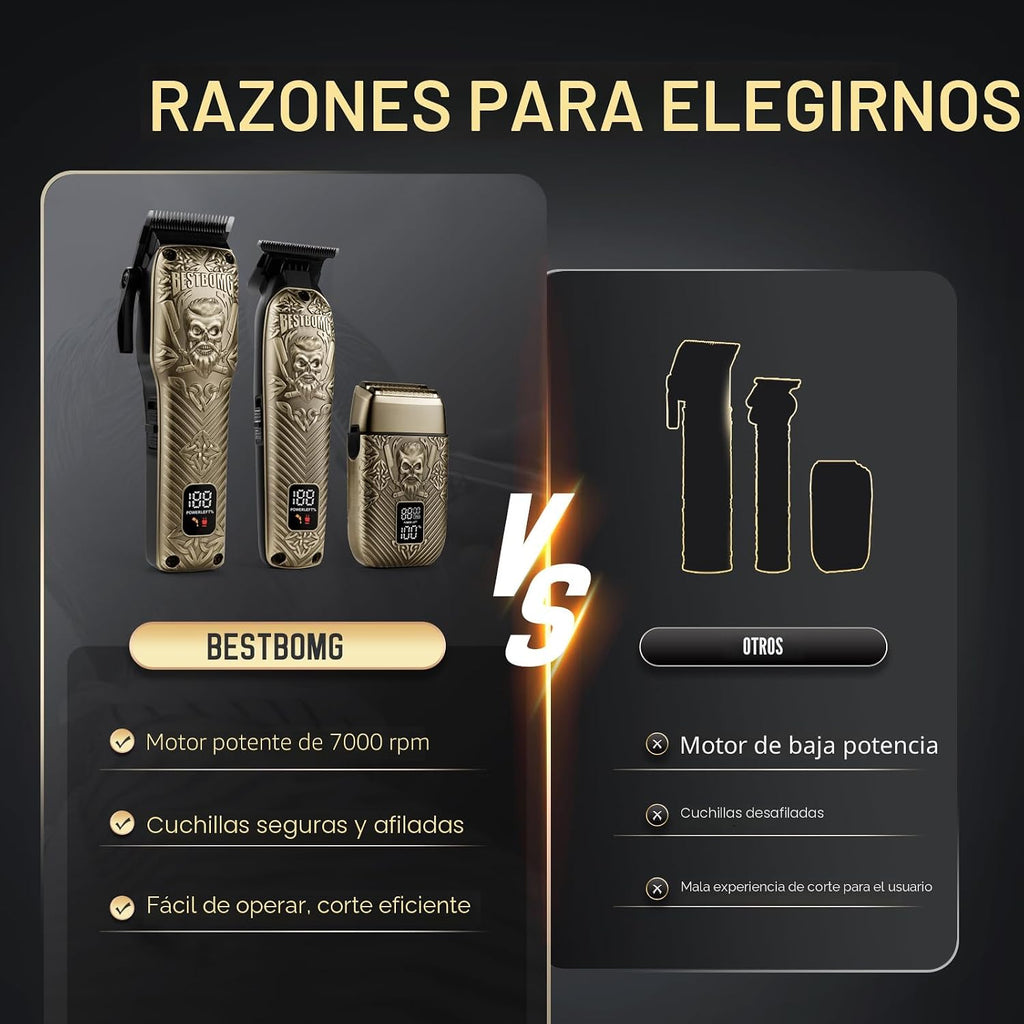 BESTBOMG® BS-808DR - Juego de cortapelos para hombres, recortadora...