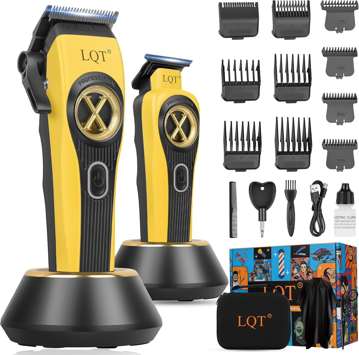 LQT - Kit profesional de cortapelos inalámbrico, recortadora recarg...