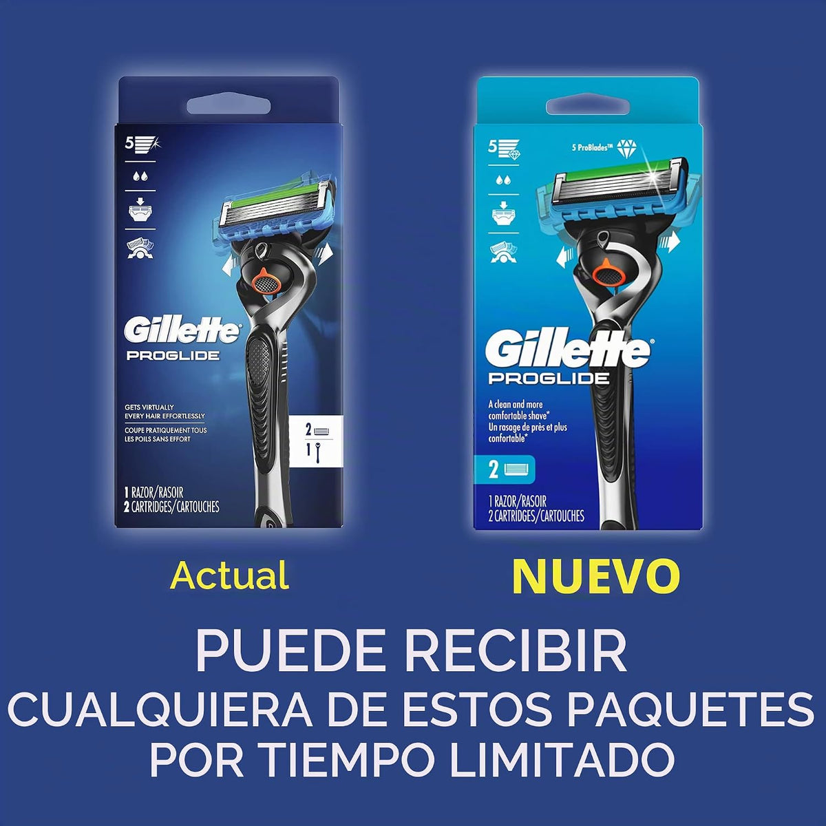 Gillette ProGlide - Maquinilla de afeitar para hombre, mango + 2 re...