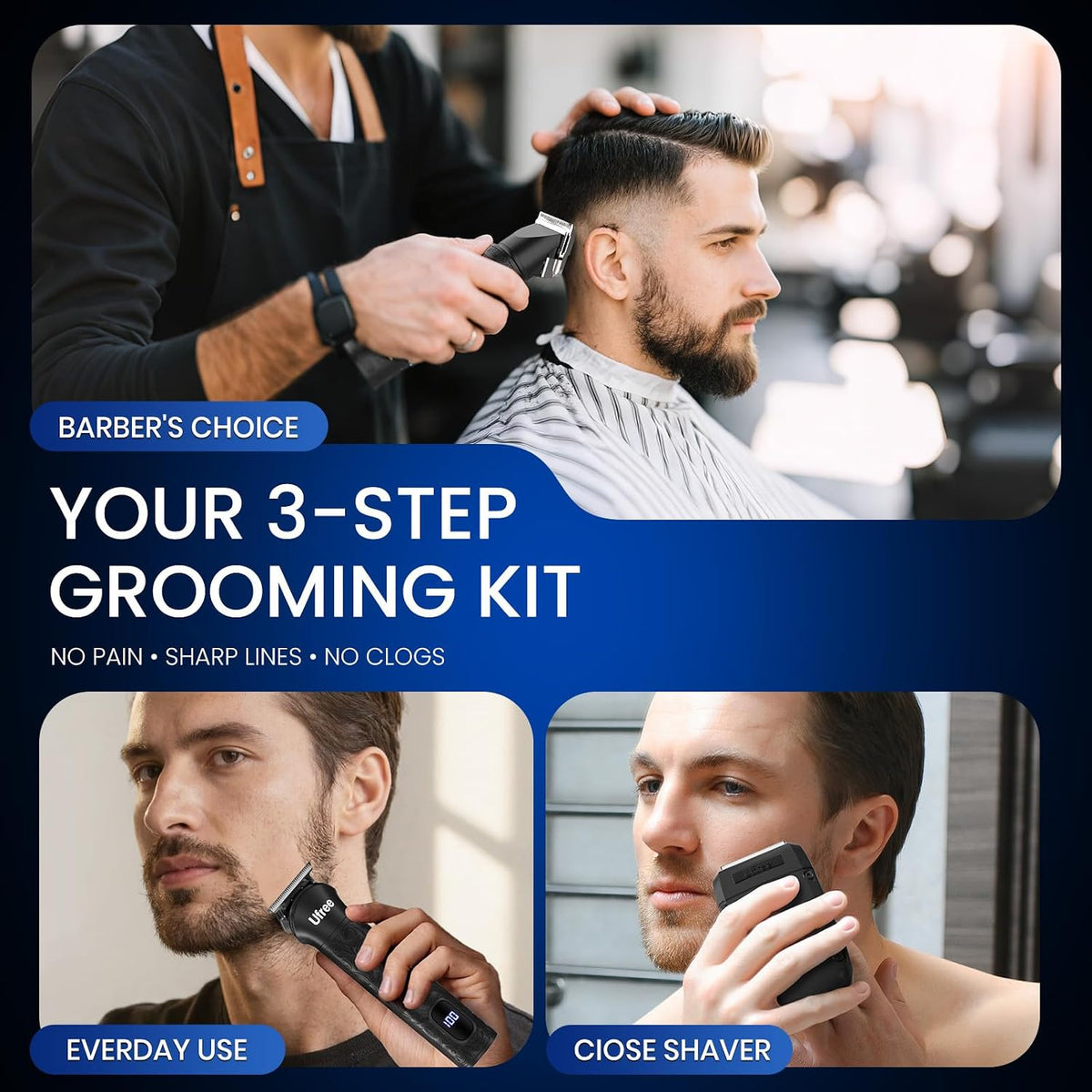 Ufree Cortadora de pelo para hombres, recortadora de barba, afeitad...