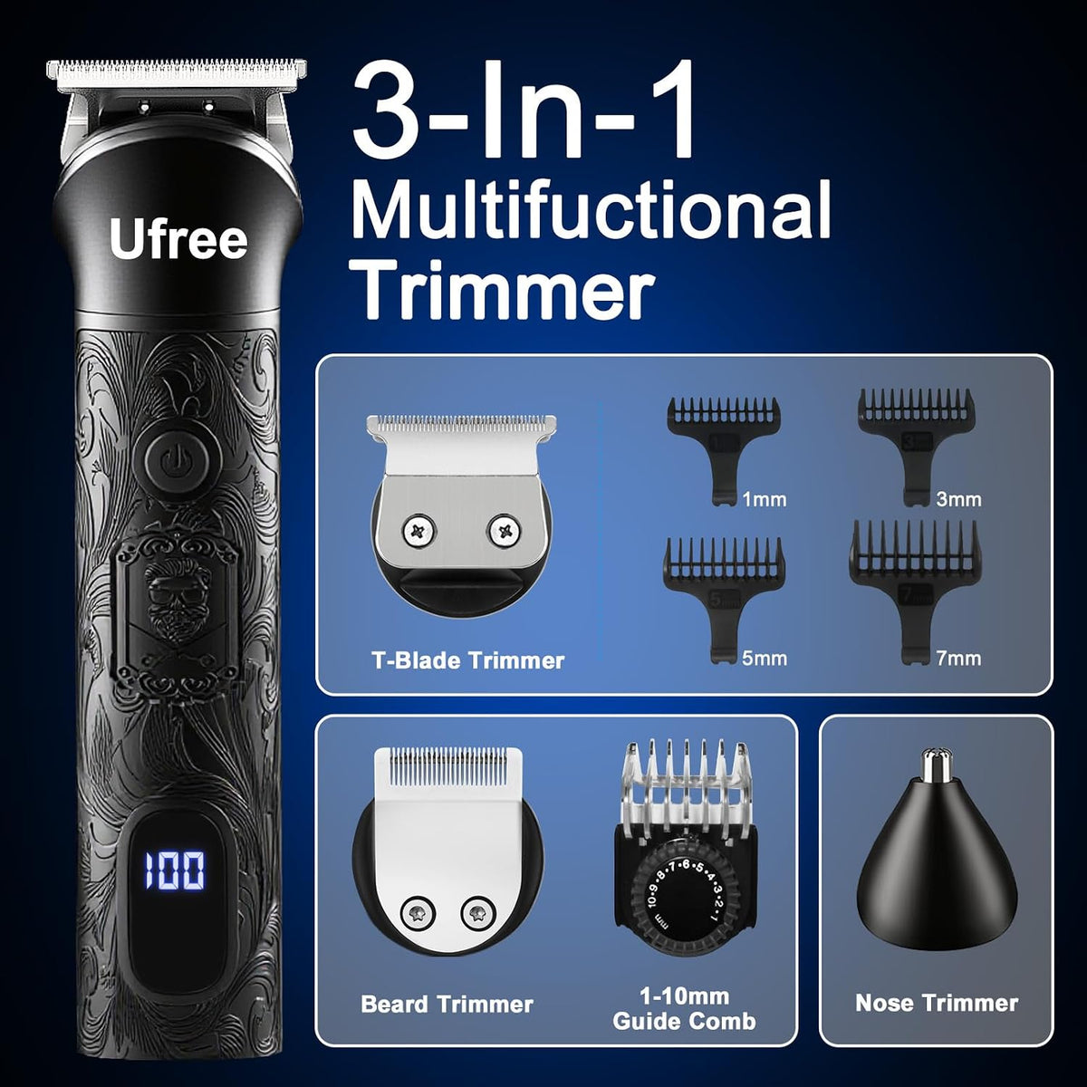 Ufree Cortadora de pelo para hombres, recortadora de barba, afeitad...