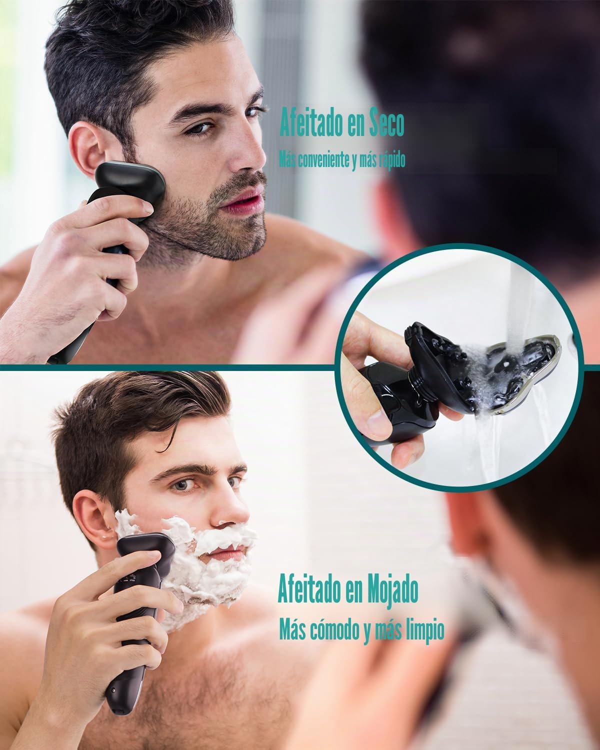 PRITECH Maquinilla de afeitar eléctrica para hombres Rotary Electri...