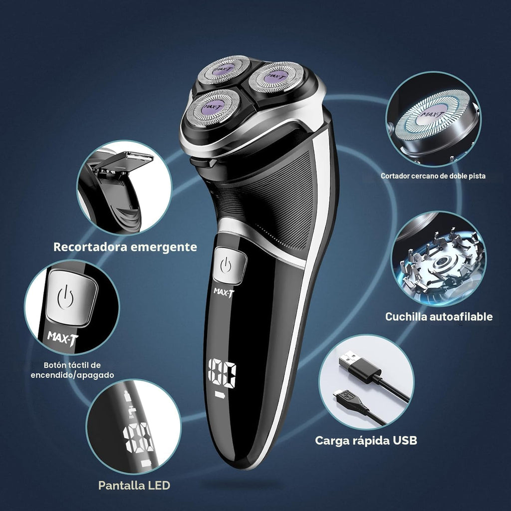 Afeitadora eléctrica para hombres - MAX-T Recargable con cable y si...