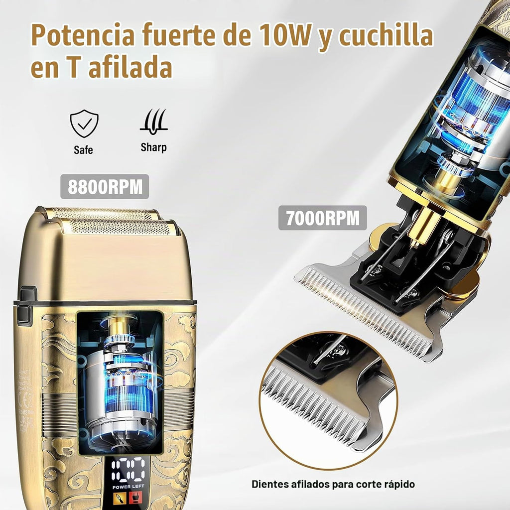 Saoilli - Cortadora de barba para hombres, afeitadora eléctrica 4 e...