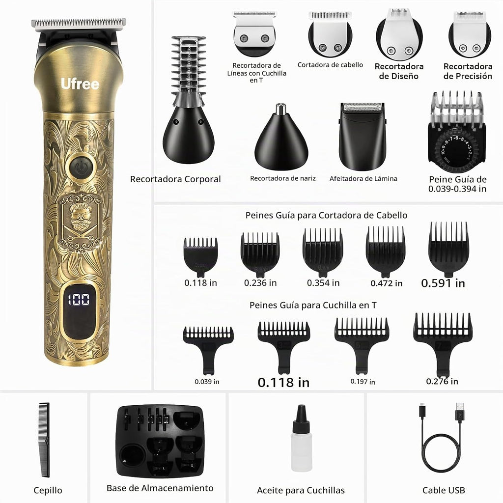 Ufree Recortadora de barba profesional para hombres, maquinilla de...