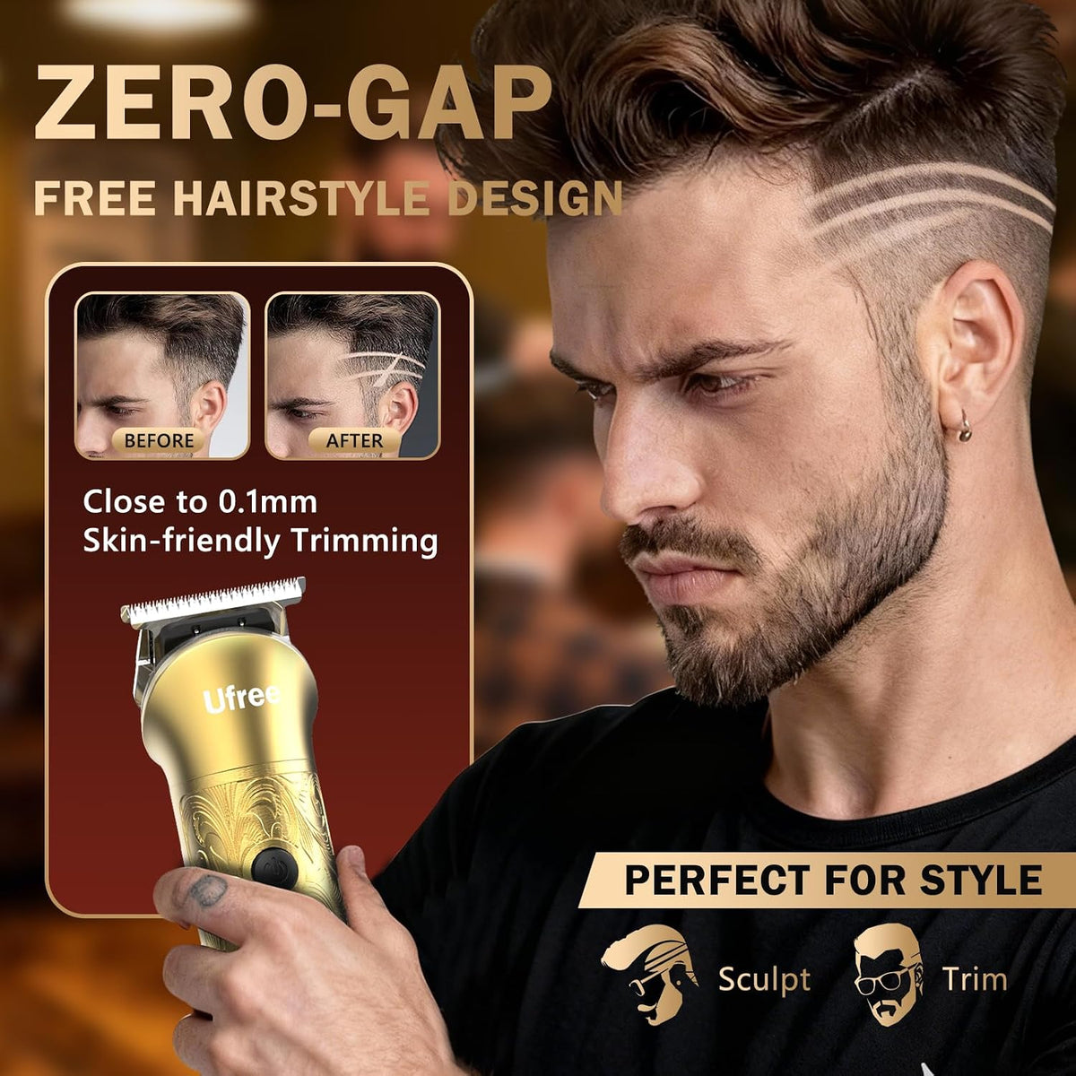 Ufree Cortadora de pelo para hombres, recortadora de barba, afeitad...
