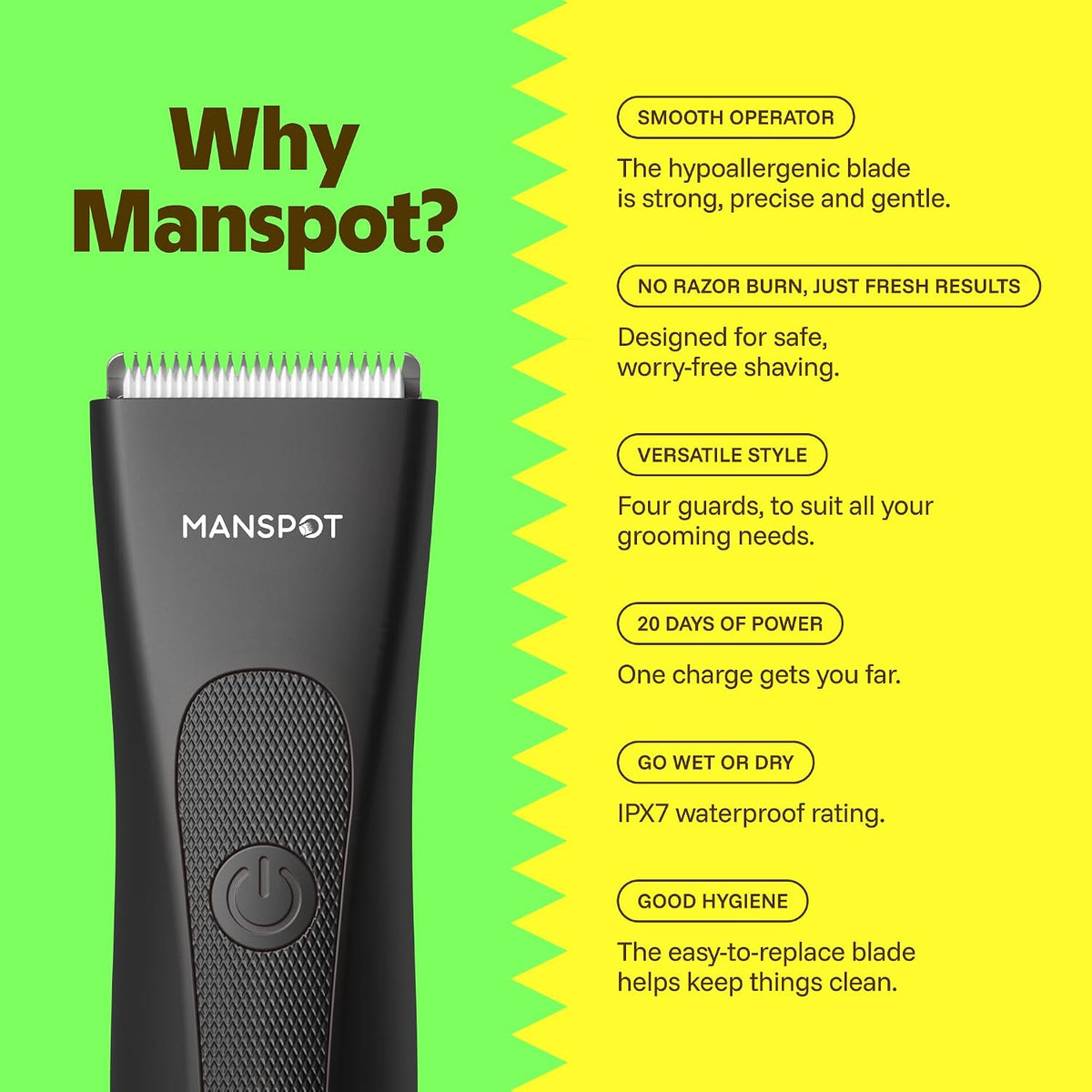 MANSPOT Manscape - Recortadora de pelo de ingle y vello púbico p\/h...