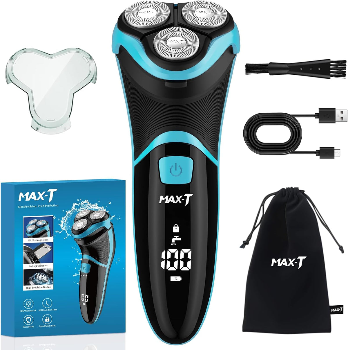 MAX-T Maquinilla de afeitar eléctrica para hombres con recortadora...