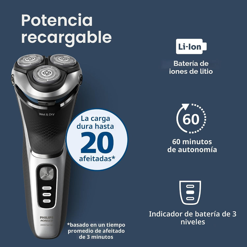 Philips Norelco Shaver 3900 Series, afeitadora eléctrica húmeda y s...