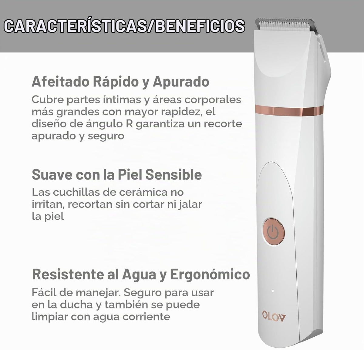 OLOV Recortadora eléctrica de pelo corporal, recortadora de ingle p...