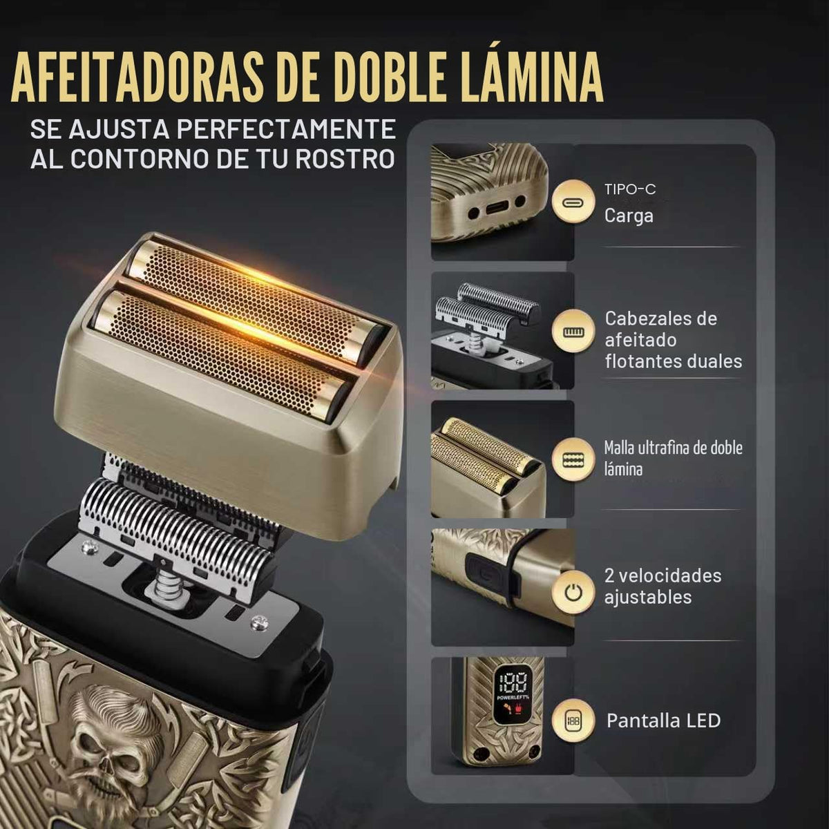 BESTBOMG® BS-808DR - Juego de cortapelos para hombres, recortadora...