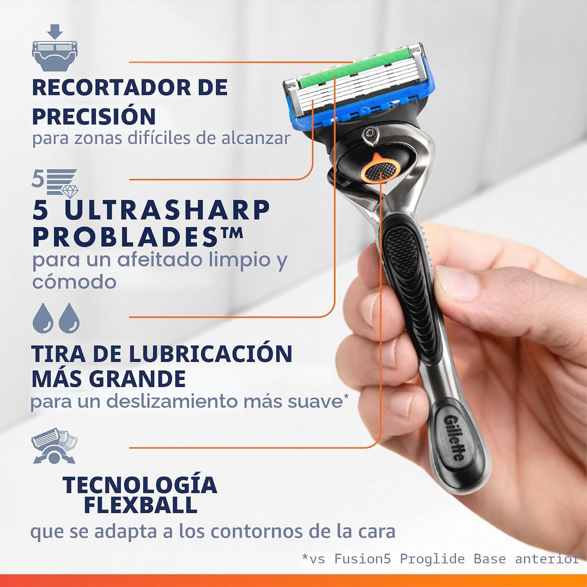 Gillette ProGlide - Maquinilla de afeitar para hombre, mango + 2 re...