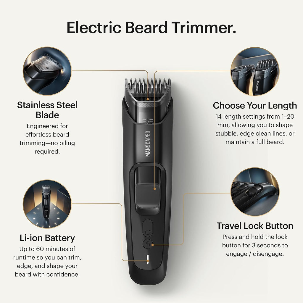 MANSCAPED® The Beard Hedger® PLUS, recortadora de barba y bigote aj...