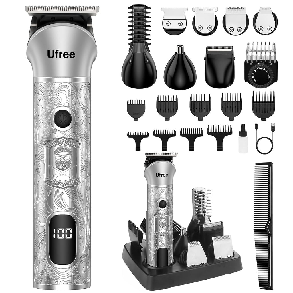 Ufree Recortadora de barba 7 en 1 para hombres, afeitadora eléctric...