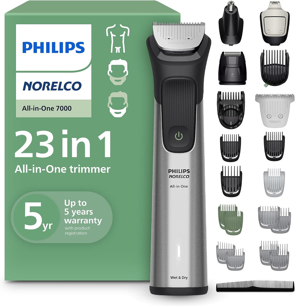Norelco Philips Todo en Uno Serie 7000 Recortador de 23 Piezas - Af...