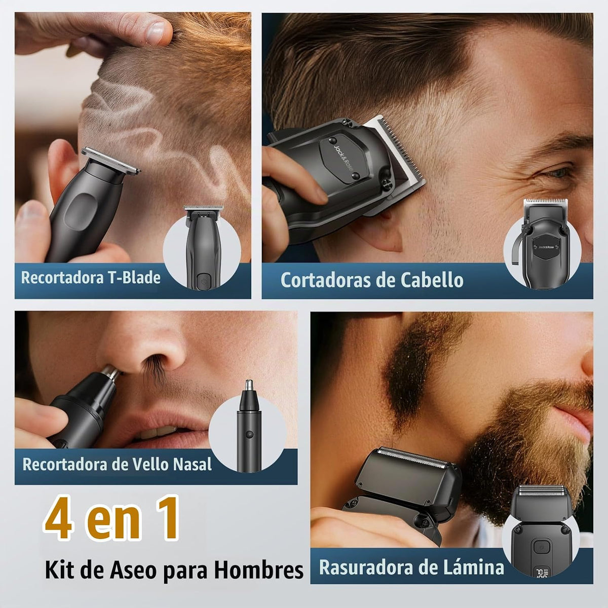 Jack &amp; Rose Juego de cortapelos para hombres, recortadora de pe...