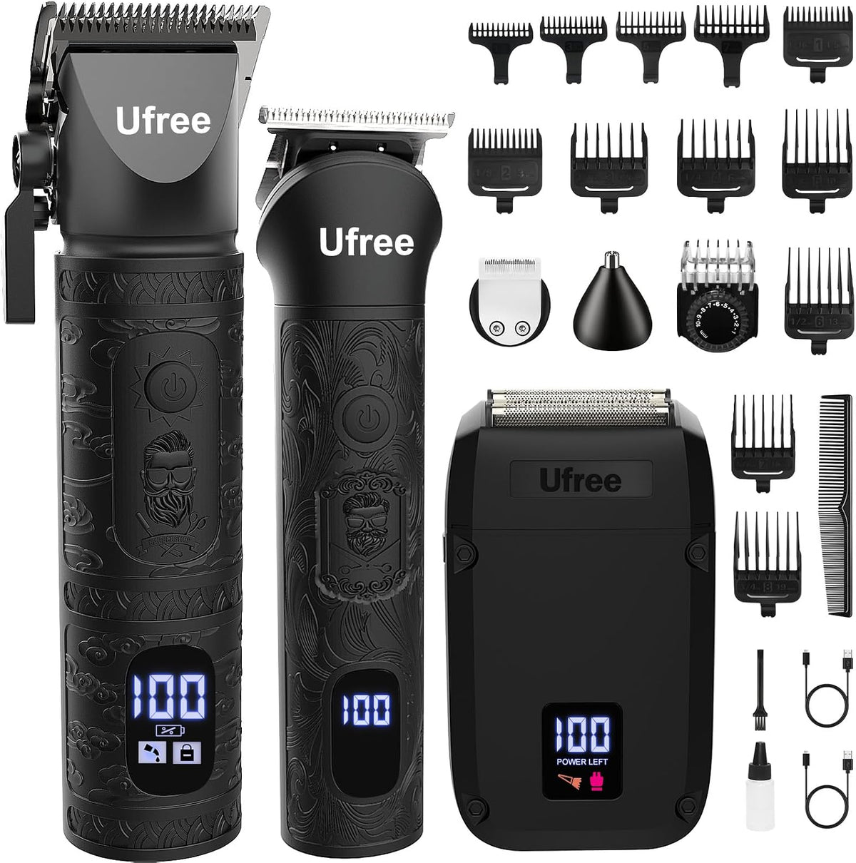 Ufree Cortadora de pelo para hombres, recortadora de barba, afeitad...