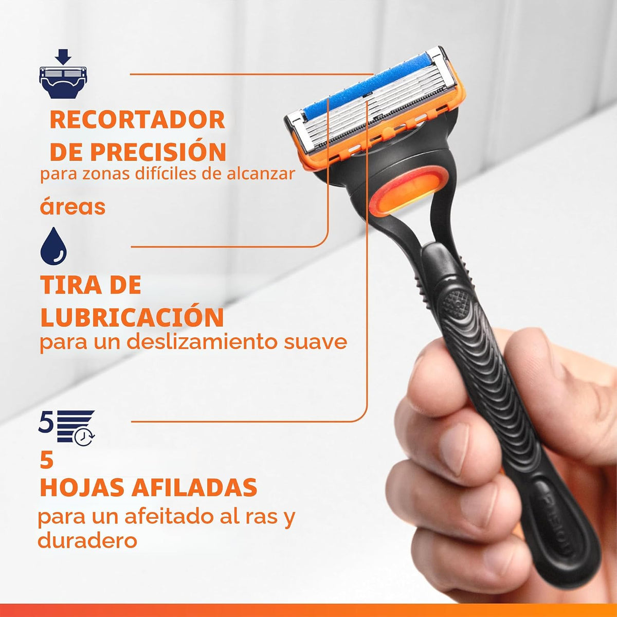 Maquinillas de afeitar Gillette Fusion5 para hombre, 1 afeitadora,...