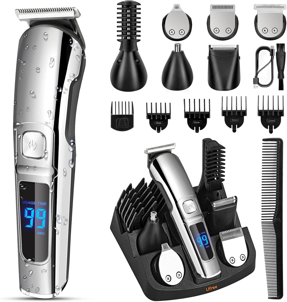 Ufree - Cortadora de barba inalámbrica para hombres, maquina de afe...