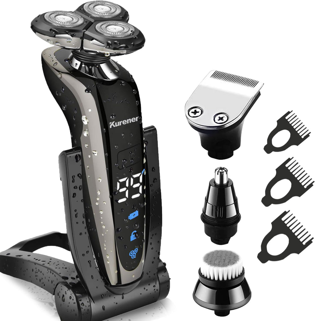 Kurener Afeitadora eléctrica para hombres, recargable, 100% imperme...