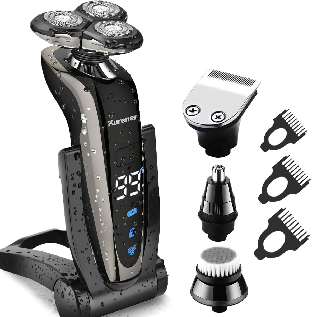 Kurener Afeitadora eléctrica para hombres, recargable, 100% imperme...