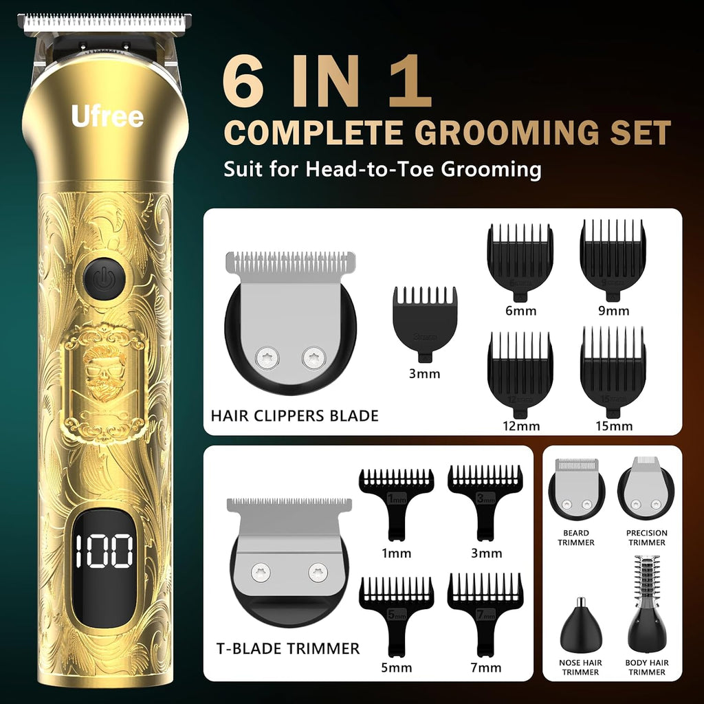 Ufree Cortadora de pelo para hombres, recortadora de barba, afeitad...