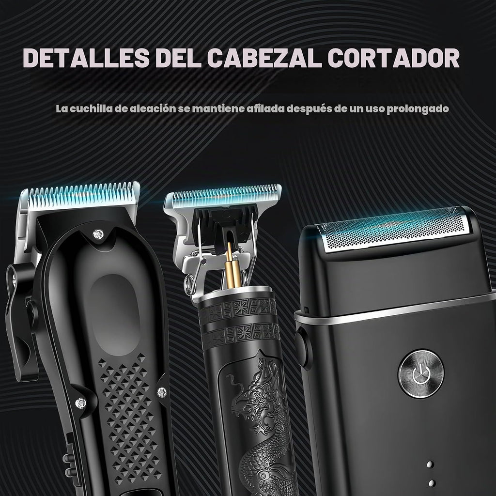 PROIYO Cortapelos 3 en 1 para hombres con LED, recortador de barba...
