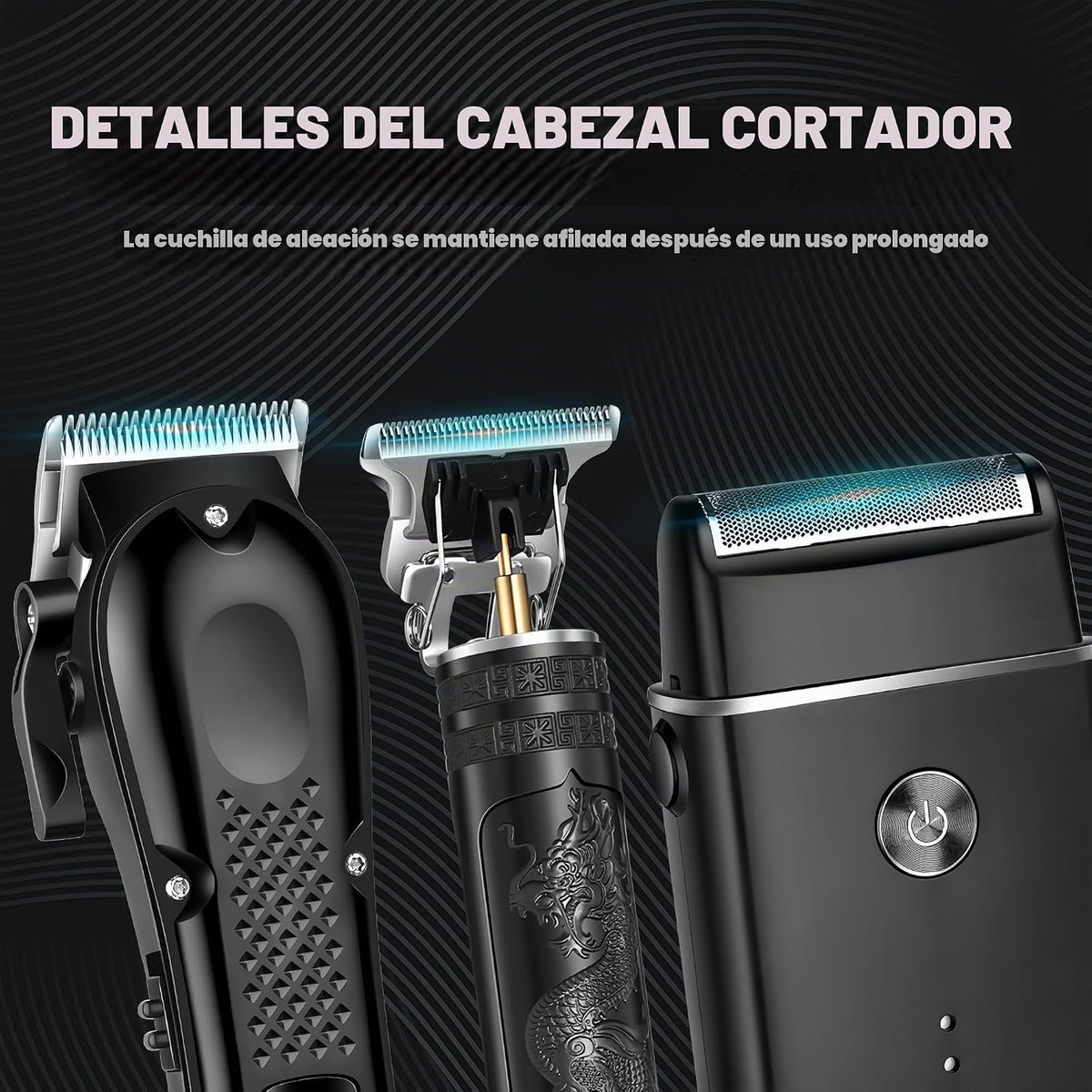 PROIYO Cortapelos 3 en 1 para hombres con LED, recortador de barba...