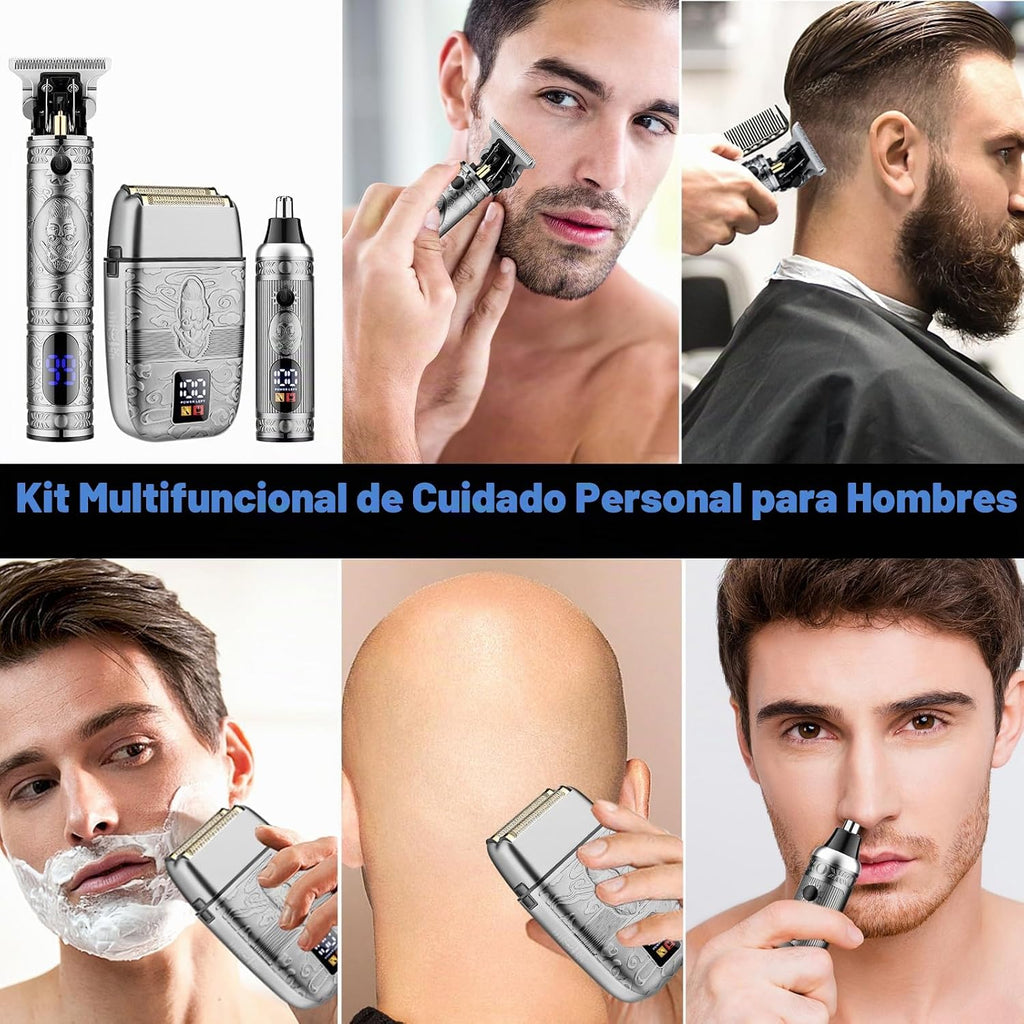 Saoilli - Cortadora de barba para hombres, afeitadora eléctrica 4 e...
