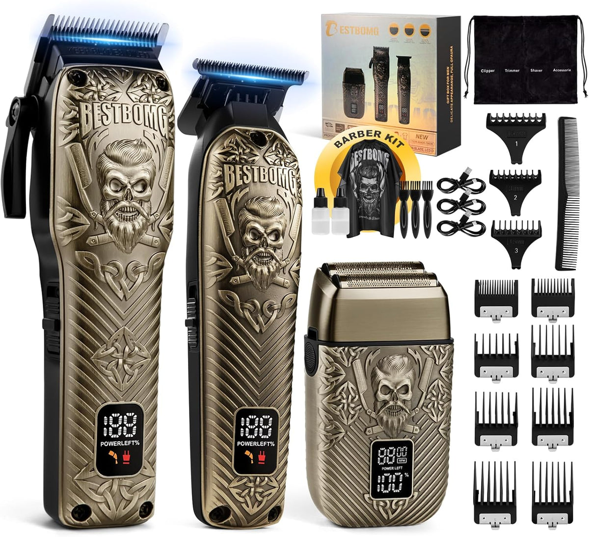 BESTBOMG® BS-808DR - Juego de cortapelos para hombres, recortadora...