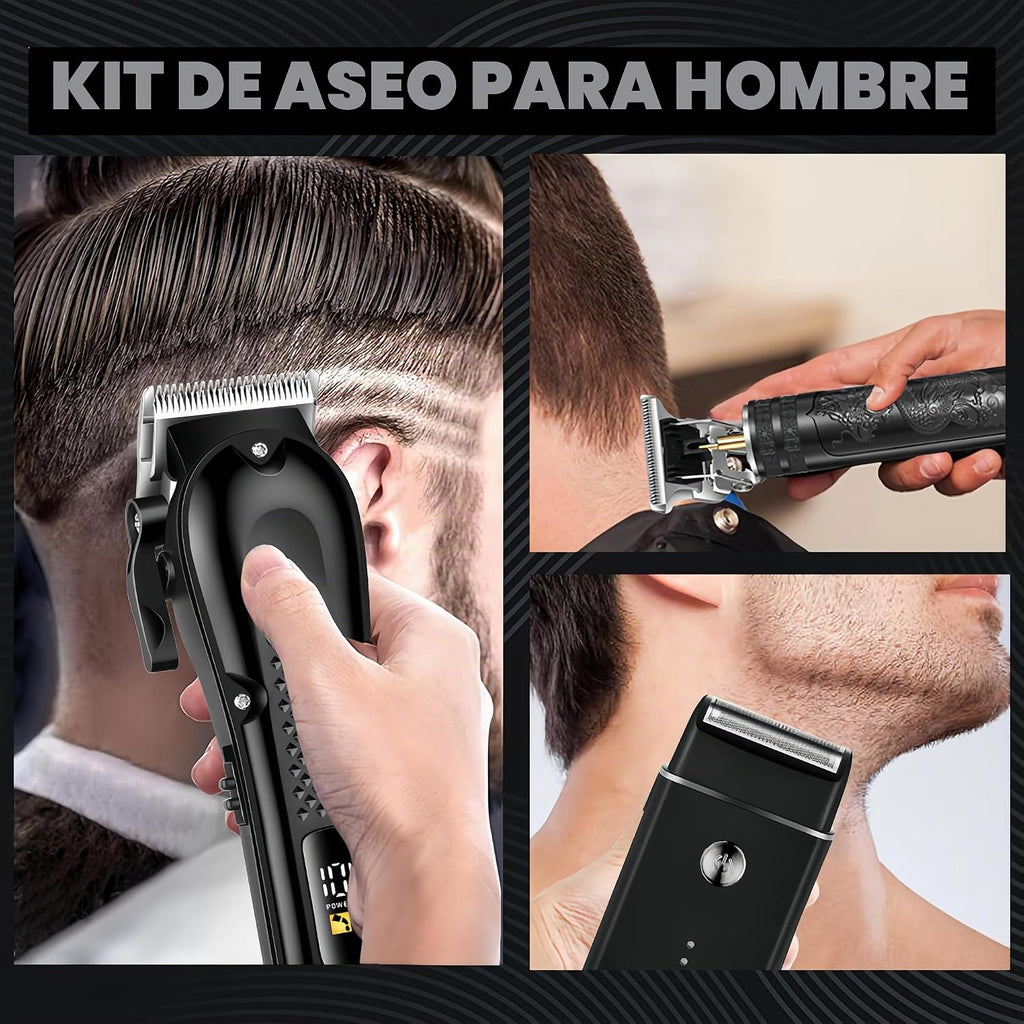 PROIYO Cortapelos 3 en 1 para hombres con LED, recortador de barba...