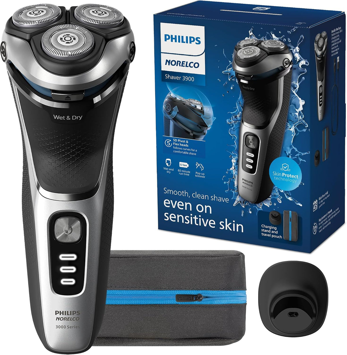 Philips Norelco Shaver 3900 Series, afeitadora eléctrica húmeda y s...