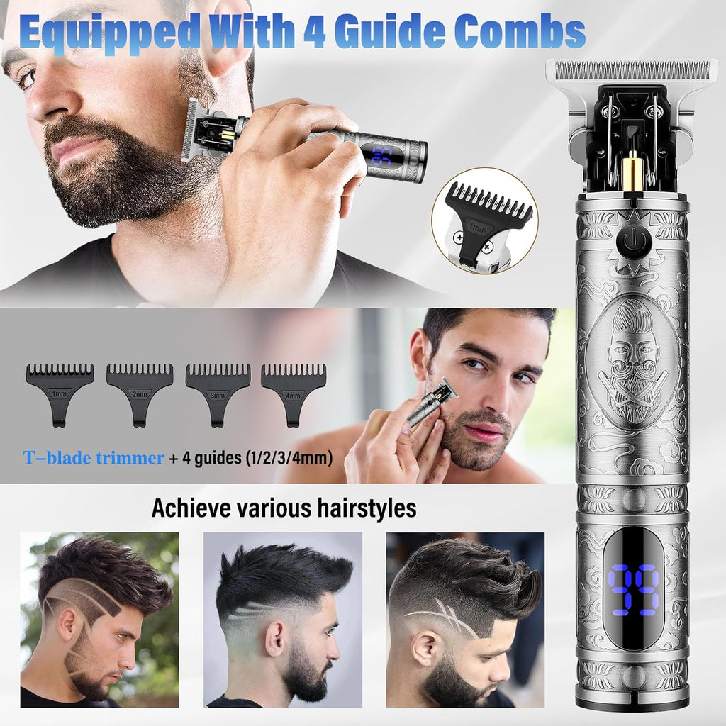 Saoilli - Cortadora de barba para hombres, afeitadora eléctrica 4 e...