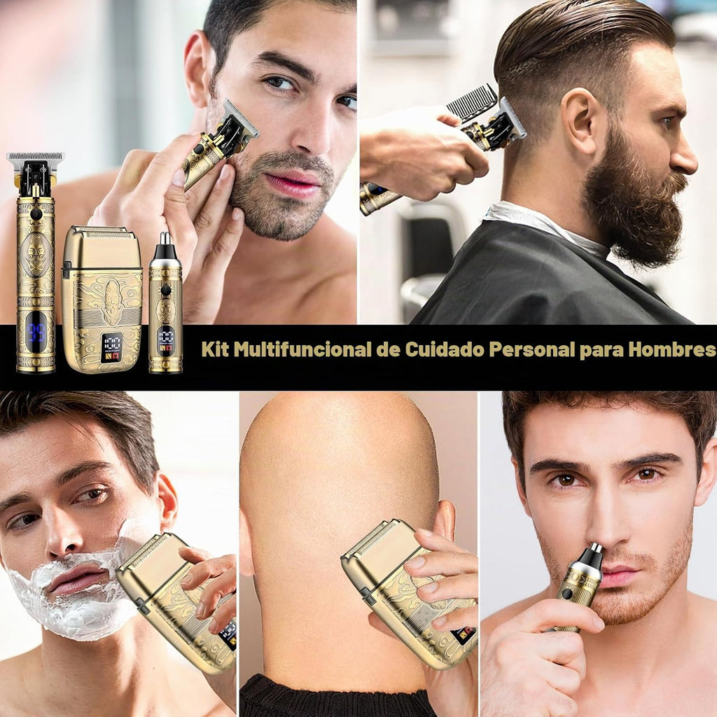 Saoilli - Cortadora de barba para hombres, afeitadora eléctrica 4 e...