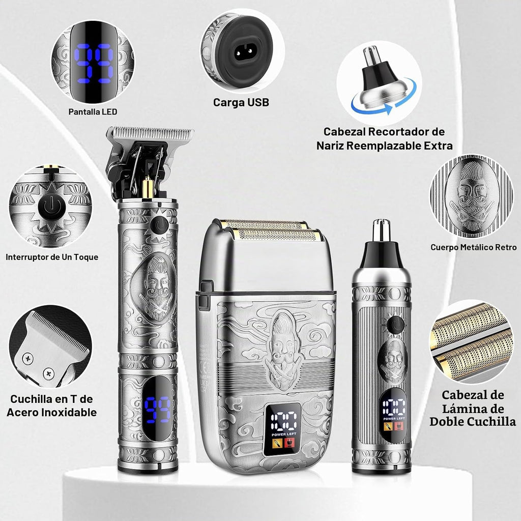 Saoilli - Cortadora de barba para hombres, afeitadora eléctrica 4 e...