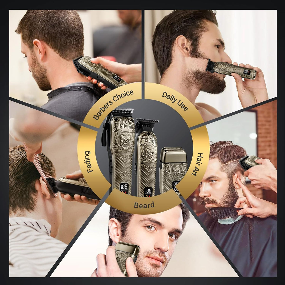 BESTBOMG® BS-808DR - Juego de cortapelos para hombres, recortadora...