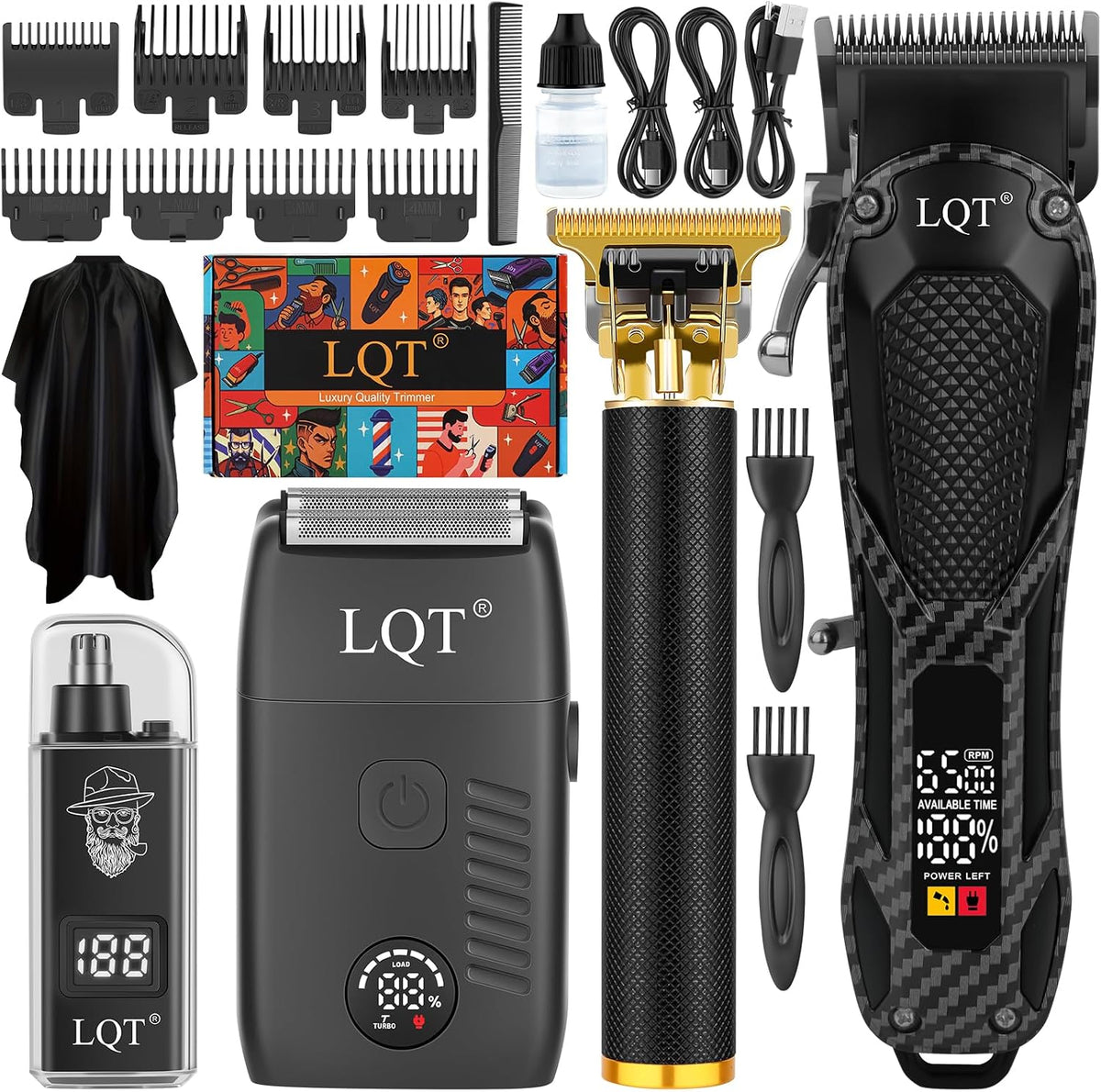 LQT Cortapelos para hombres con pantalla LED de alimentación, kit d...