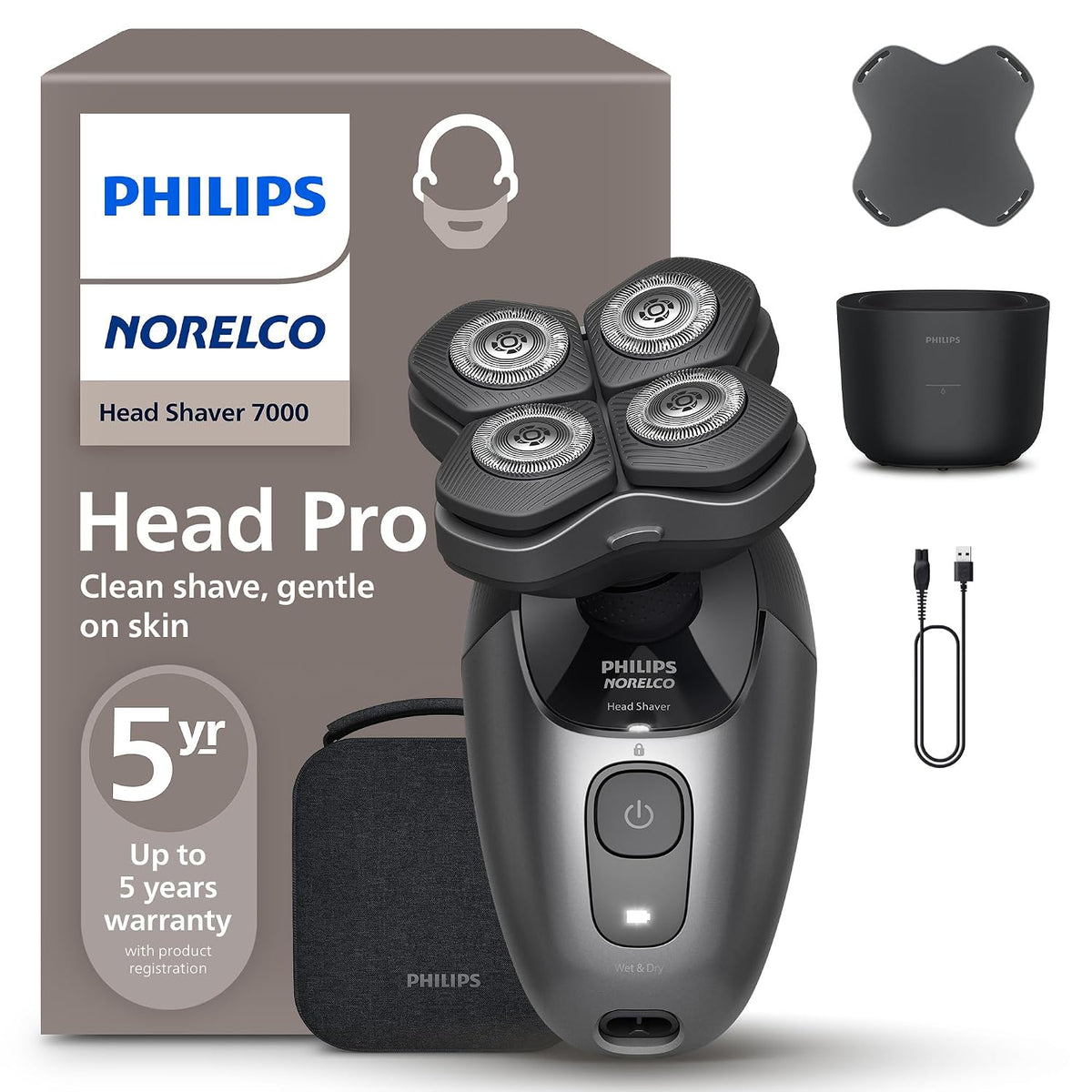Philips Norelco Head Shaver Pro 7000 Series - Afeitadora de cabeza...